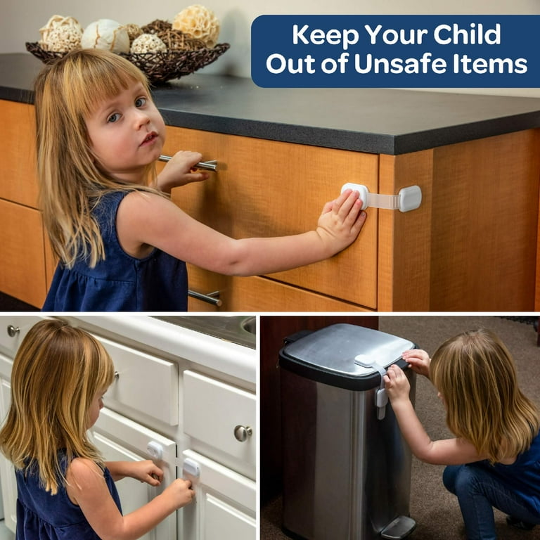 Perma Child Safety Magnetic Cabinet & Drawer Locks - 8 Pack with 1 Key