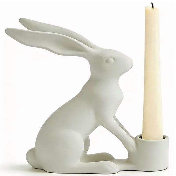 Easter Bunny Flameless Candle, Easter Real Wax Carved, Scented Bunny Shape Flameless Candle Set for Home Living Room Bedroom Party Decoration Centerpiece Table Home Decor (White)