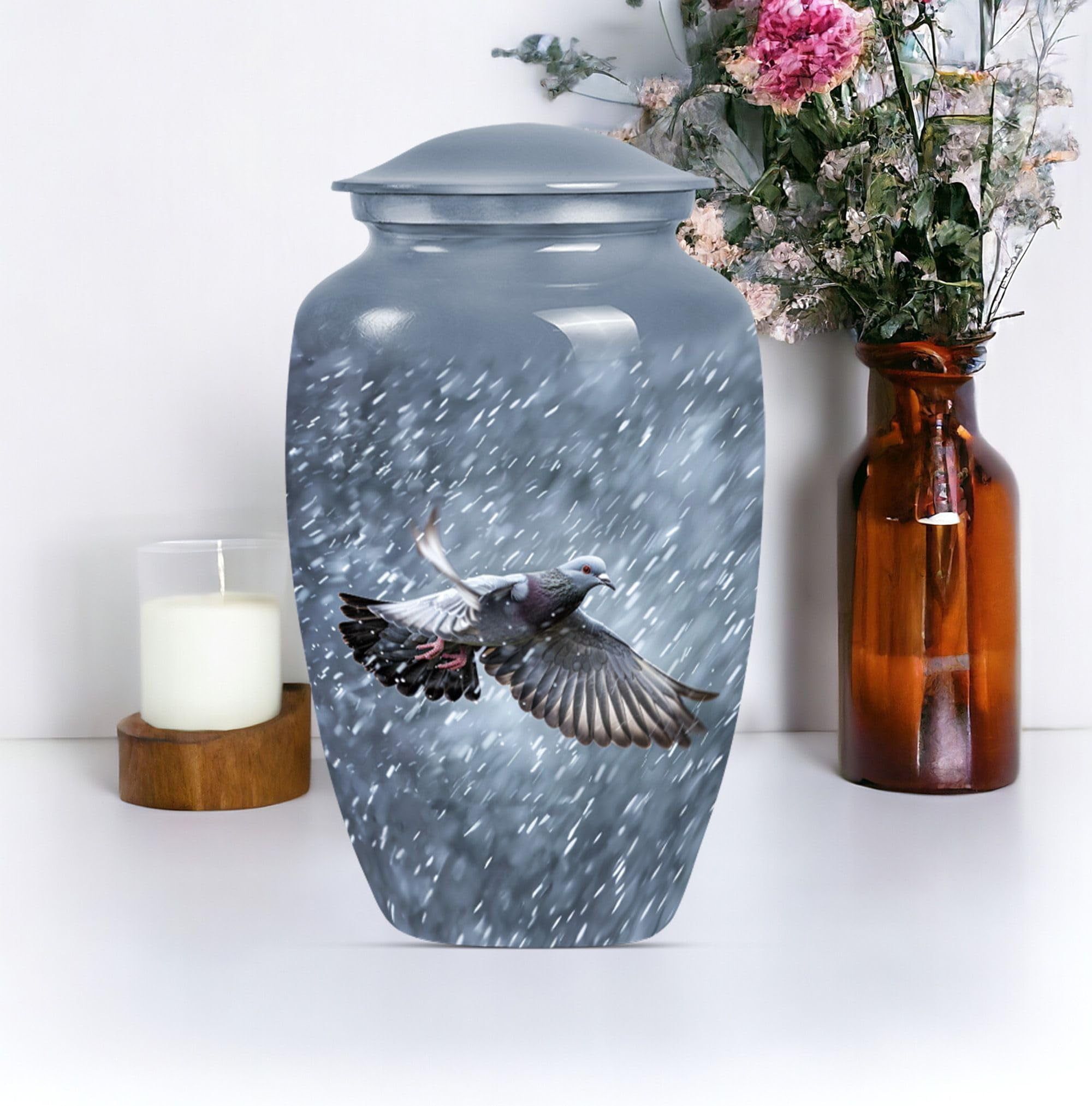 SUBSH Dove Urn, Urn for Human Ashes, 10 Inch Urn, Cremation Urns, Silver UrnsbFor Ashes, Large Urns for Human Ashes, Cat Urns for Ashes, Pet Urns for Dogs Ashes, Urn for Ashes