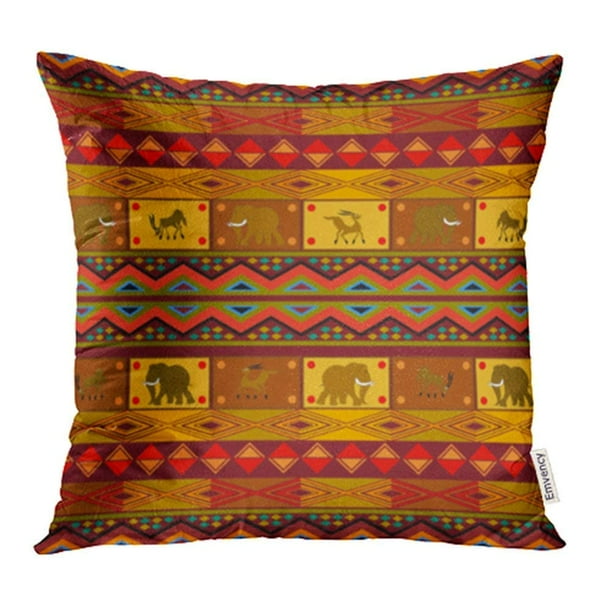 ARHOME Brown Africa Ethnic Pattern Design with African Motives Red
