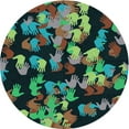 thumbnail image 1 of Ahgly Company Machine Washable Indoor Round Transitional Charcoal Black Area Rugs, 3' Round, 1 of 7