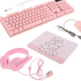 thumbnail image 3 of Gaming Keyboard Mouse de auricures y alfombril de ratón RGB Gaming 104 retroiluminadas, de para juegos de auricures, Rosado shamjiam Combo de teclado para juegos, 3 of 8