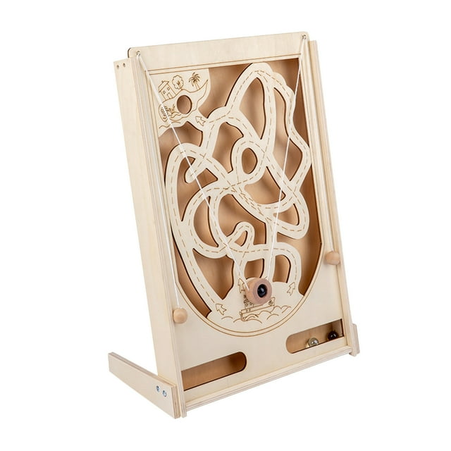Wooden Pinball Maze Game Toy For Kids Hand Eye Coordination Training Balance Skill Development Parent Family Activity Board Game With Ropes And Balls Fun Learning Challenge 16.9 Inches 2.1