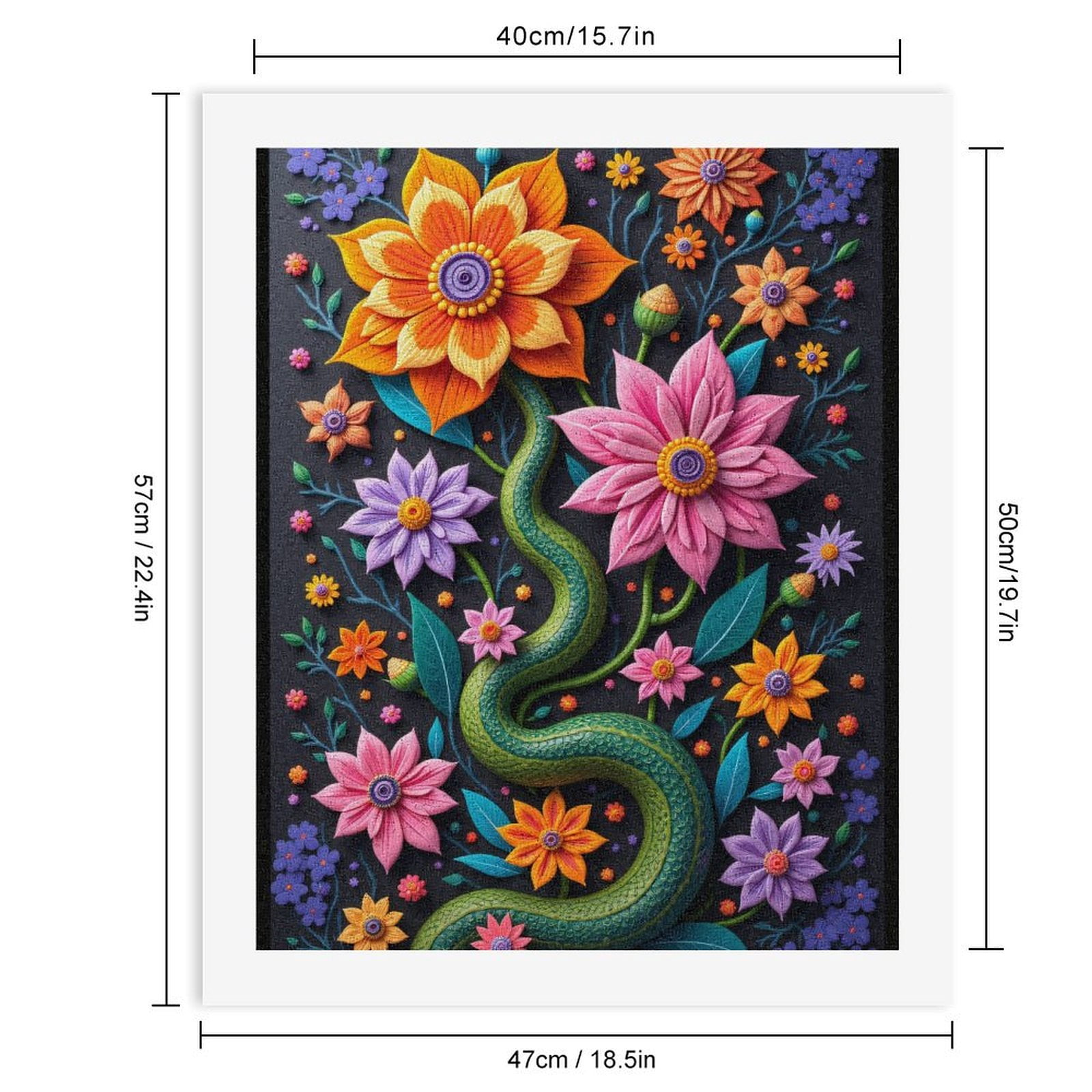 Paint By Numbers Kit for Adults Beginner - Colorful Floral Snake Art Nature DIY Canvas Painting Kits for Adults, Frameless Paint By Number for Adults for Home Wall Decor 16x20 Inch