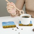 thumbnail image 6 of Pofeuu Blooming Sunflower Field Print Leather Coasters Set of 6, Round Cups Mugs Mat Pad for Home Kitchen Heat Resistant Drink Coasters,Square, 6 of 7