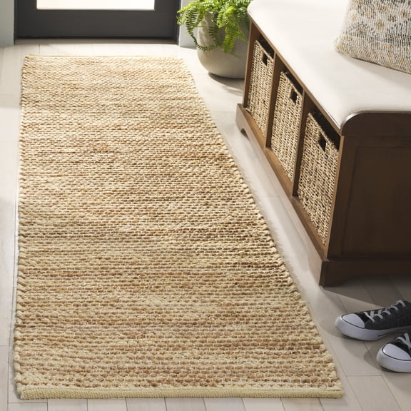 SAFAVIEH Cape Cod Caroline Solid Runner Rug, Yellow/Natural, 2'3" x 8'