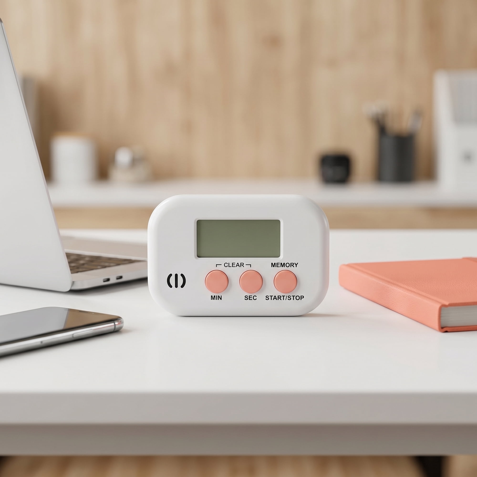 Unique Bargains Digital Loud Alarm Magnetic Backing Timer for Learning White-pink