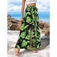 thumbnail image 4 of Hibeli Womens Tie Front Elastic Waist Slit Long Skirt Tropical Leaf Printed Flowy Maxi Skirts With Pockets, 4 of 8