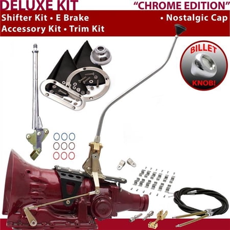 American Shifter AOD Shifter Kit Chrome 23 in. Swan E Brake Cable Clamp Clevis Trim Kit for F5B98
