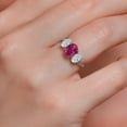 thumbnail image 4 of Gem Stone King 10K White Gold Red Created Ruby and White Lab Grown Diamond Engagement Ring for Women | 2.19 Cttw | Oval 8X6MM | Gemstone July Birthstone | Available in Size 5,6,7,8,9, 4 of 5