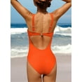 thumbnail image 4 of Womens Tummy Control Monikini Swimsuit for lady Cut Out One Piece Bath Suit Ribbed Swimsuit, 4 of 4