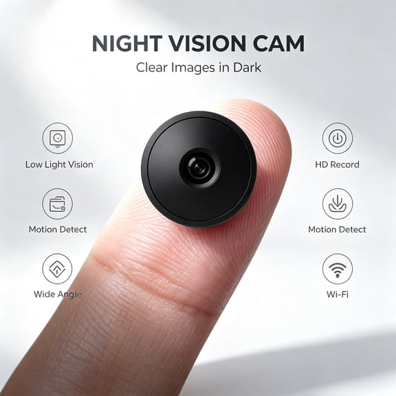 B8Mini Wireless Security Camera, 360° Wide Angle WiFi Indoor Surveillance Cam with Night Vision, Remote Live View, Local & Cloud Storage, Scheduled Recording for Home Pet Office Monitoring