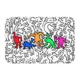 thumbnail image 2 of Felpudo abstracto Dancing Haring Art, felpudo antideslizante para entrada, cocina, baño, alfombrilla para puerta, Graffiti geométrico, alfombra para inodoro Fivean unisex, 2 of 2