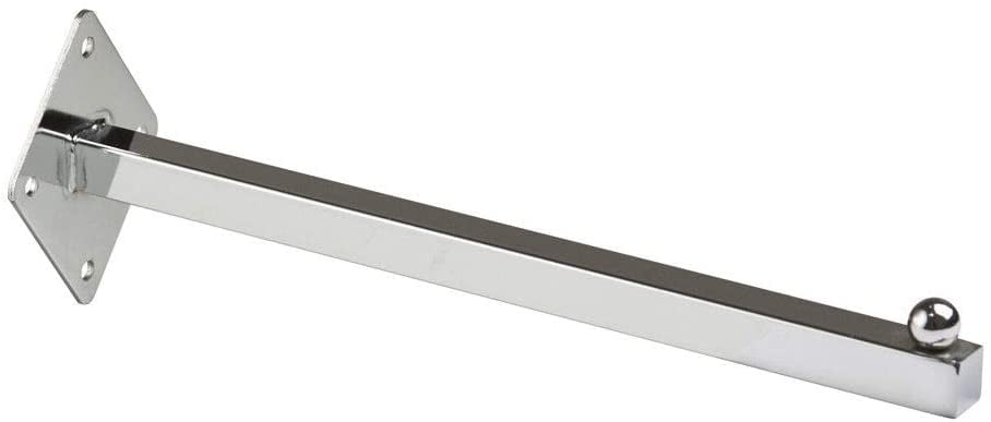 Slatwall Rectangular Tube Straight Arm Faceout Hook 12" or 6" Chrome Wholesale 