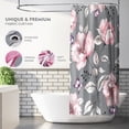 thumbnail image 2 of Flower Shower Curtain Set Modern Floral Shower Curtains Grey Pink Botanical Farmhouse Fabric Shower Curtains for Bathroom Home Hotel Plants Shower Curtains for Bathtub 72 x 72 Inches With Hooks, 2 of 6
