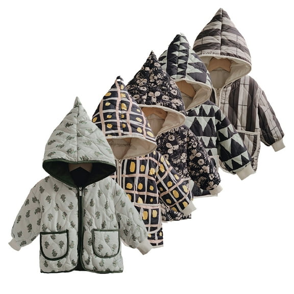KYAIGUO Toddler Kids Winter Cotton Jacket Coat for Boys Girls,Cute Printing Cartoon down Snowsuit Coats Baby Thickened Warm Cotton Hoods Outerwear for 1-7 Years Old