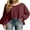 03 Wine Red, variant on Cueply Women's Long Sleeve Blouses Waffle Knited Fashion Fall Tops V Neck Loose Pullover T Shirts