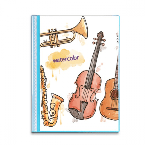 Watercolor Instrument Combination Music Pattern Book Sheet Protectors Portfolio Binder Folder