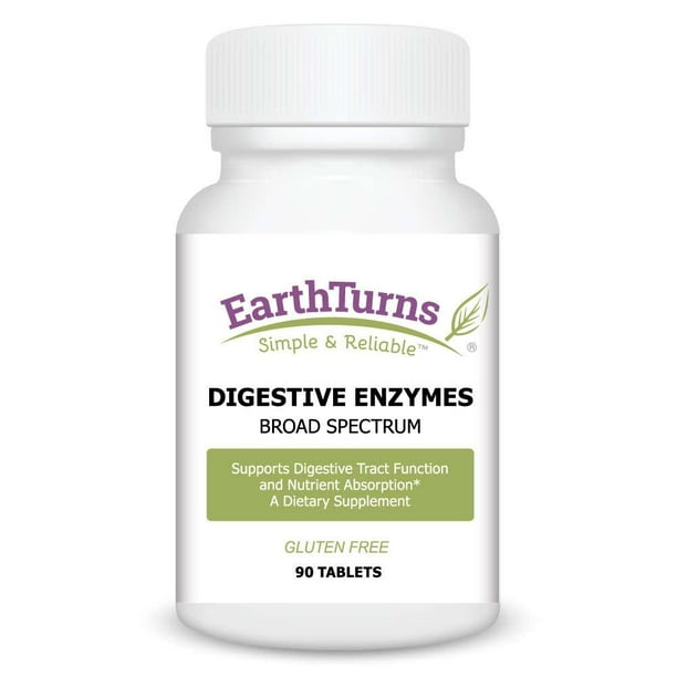 EarthTurns Digestive Enzymes Supplement; 7 Enzymes, Ox Bile, Pancreas Substance, Betaine