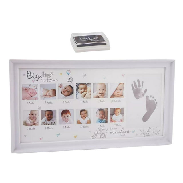 yuksok Photo de Bébé avec Empreinte de Pied et de Main Cadeau de 12 Mois