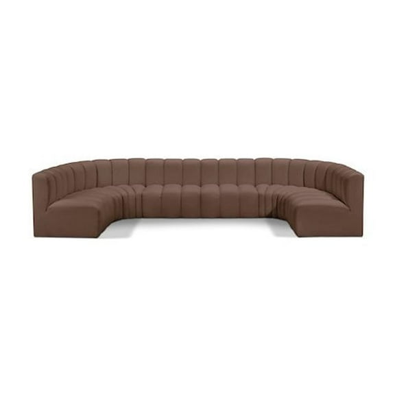 Meridian Furniture Arc Brown Vegan Leather Modular Sectional