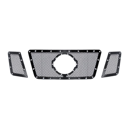 Ikon Motorsports Front Bumper Hood Upper Grille Grill Inserts Replacement For 2008-2012 Nissan Pathfinder, Perimeter Woven Unpainted Stainless Steel
