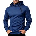 thumbnail image 2 of Hoodies for Men Solid Color Long Sleeve Slim Fit Pullover Sweatshirt Casual Fashion Button Zipper Open Close Gym Sports Sweatshirt Warm Fall Winter Top, 2 of 6