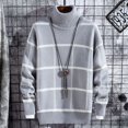 thumbnail image 5 of Suéter navideño para hombre, ropa de invierno 2020, suéteres gruesos y cálidos a cuadros para hombre, suéteres clásicos de moda de cuello alto para hombre, jersey cálido para hombre, 5 of 5