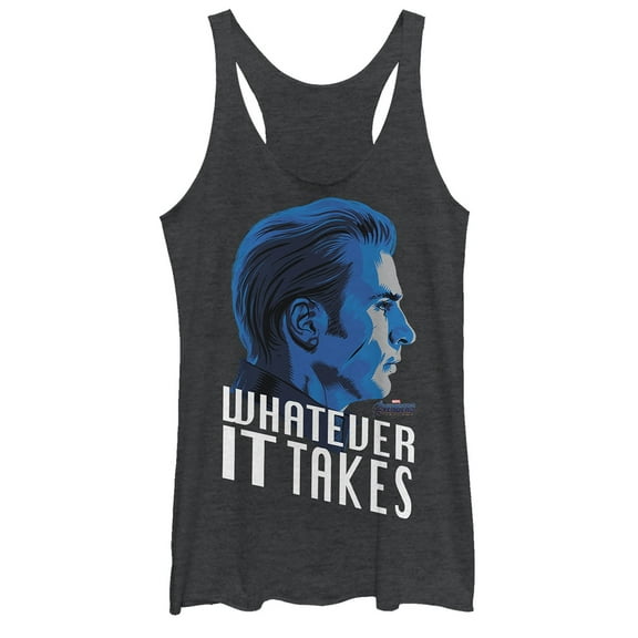 Women's Marvel Avengers: Endgame Whatever It Takes Captain America  Racerback Tank Top Black Heather Medium