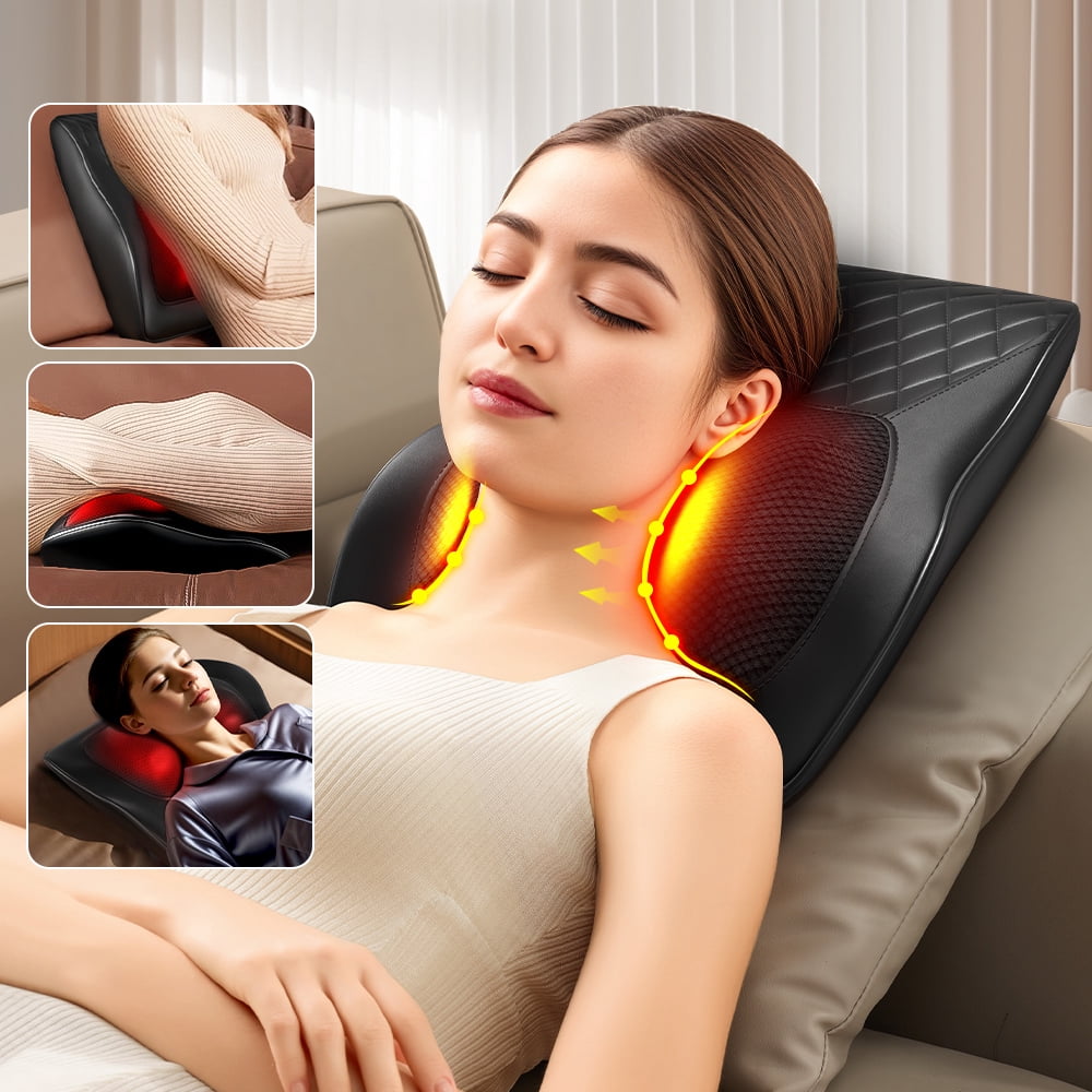 Nuvrek Shiatsu Neck and Shoulder Massager Pillow with 3D Deep Tissue Kneading