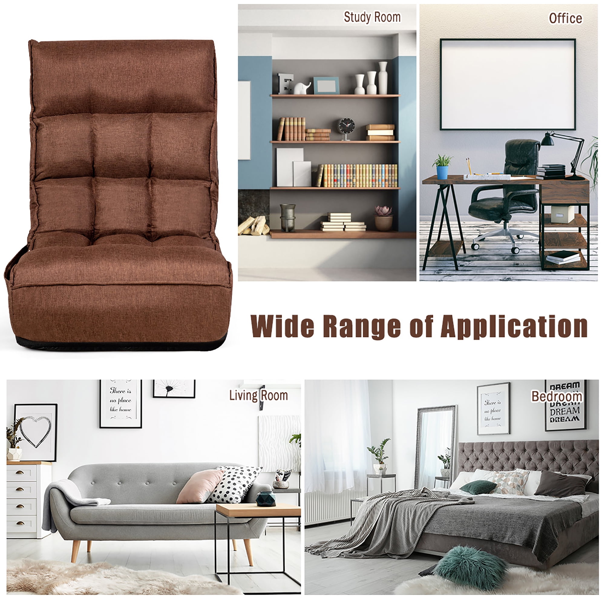 Costway 4-Position Adjustable Floor Chair Folding Lazy Sofa Cushioned Couch Lounger New