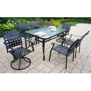 7 Pc Dining Table w Swivel Chairs Set in Black - Web