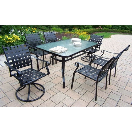 7 Pc Dining Table w Swivel Chairs Set in Black - Web