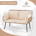 thumbnail image 2 of Costway Outdoor 2-Seater Sofa with Pillows, Cushions, Metal Frame & Adjustable Foot Pads Natural & Off White, 2 of 10
