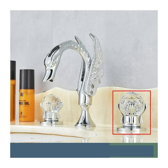 Golden Bathroom Basin Faucet Sink Tap Polished Gold Bathtub Swan Two Crystal Handwheel Elegant Mixer Tap Widespread