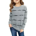 thumbnail image 2 of Sopiago Girl Sweatshirts Kids Tie Dye Striped Color Block Crewneck Long Sleeve Pullover Tops Grey,6-12 Months, 2 of 3