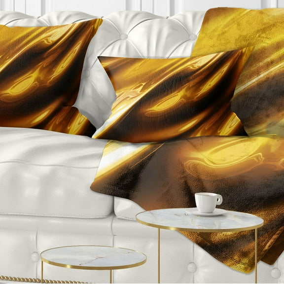 Designart Liquid Gold Texture Pattern - Abstract Throw Pillow - 12x20