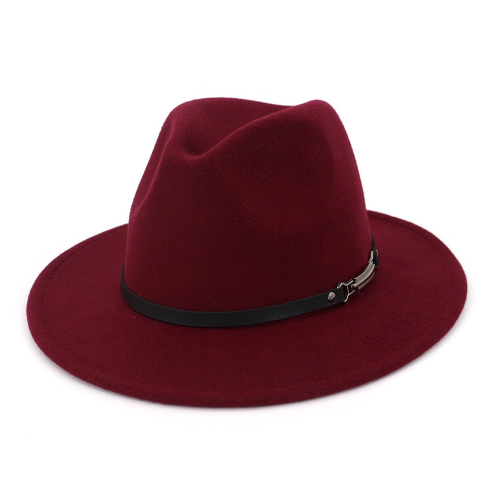 The Trendy Women Felt Wide Brim Fedora Top Hat/ Rust Red