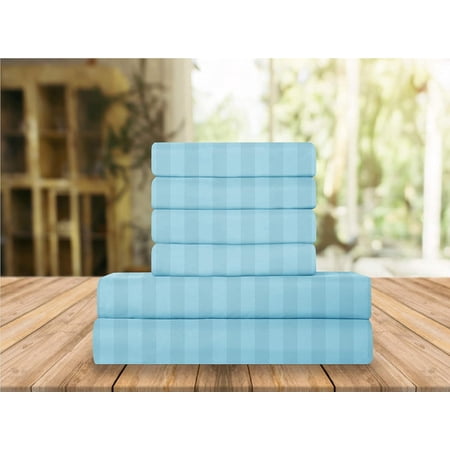 1500 Series 6-Piece DAMASK STRIPE Bed Sheet Set, California King Burgundy