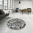 thumbnail image 4 of Ahgly Company Machine Washable Indoor Round Transitional Silver Gray Area Rugs, 3' Round, 4 of 7