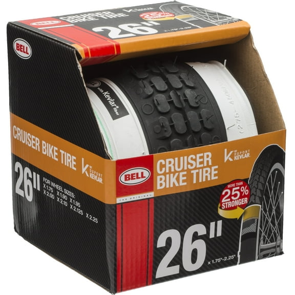 Bell Sports Cruiser Glide Whitewall Bike Tire with Kevlar, 26" x 1.75-2.25"