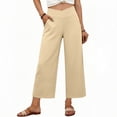 thumbnail image 2 of hotojiny Women's Wide Leg Pants with Pockets V Crossover High Waist Loose Sweatpants Fashion Cropped Lounge Yoga Workout Sweatpants, 2 of 6