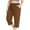 Brown, variant on Womens Plus Size Capris with Pockets- Summer Soft Baggy Casual Elastic Waist Cargo Pants White Size L-5XL