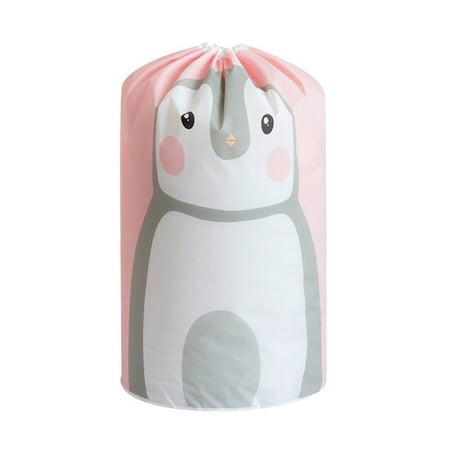 

Cute Printed Quilt Drawstring Storage Bag Waterproof Clothes Sorting String Pouch for Blanket Garment (Penguin)