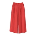 thumbnail image 3 of RUTAYY Women's Capri Pants Casual Solid Color Wide Leg Summer Loose Fit Comfortable Elastic Waist Everyday Wear Versatile Travel Trousers, 3 of 4
