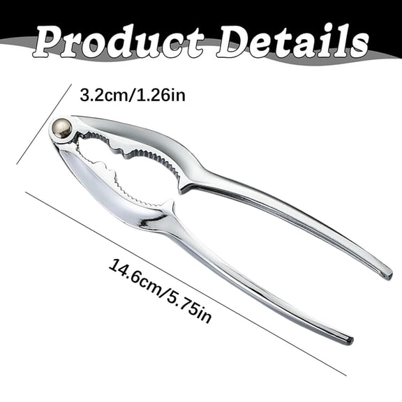 Stainless Steel Nut Sheller Clip Tool, Heavy Duty Plier Clamp for Almond, Walnut, Filbert & Hazelnut, Kitchen Nut Cracking Gadget,Silver