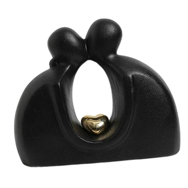 Figura de pareja besándose, adorno de mesa, colección de estatuas modernas, regalo de San Valentín, figura decorativa para estante de gabinete , negro