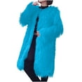 thumbnail image 4 of JGGSPWM Women's Fluffy Long Sleeve Faux Furry Coat Lapel Winter Parka Overcoat Outerwear Sky Blue 2XL, 4 of 8