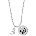 thumbnail image 1 of Delight Jewelry Silvertone Number - 3 - Silvertone Script Initial Disc - W - Charm Necklace, 20"+3", 1 of 4