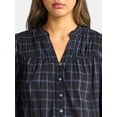 thumbnail image 4 of Time and Tru Women's Ruched Yoke Blouse with Long Sleeves, Sizes XS-XXXL, 4 of 5